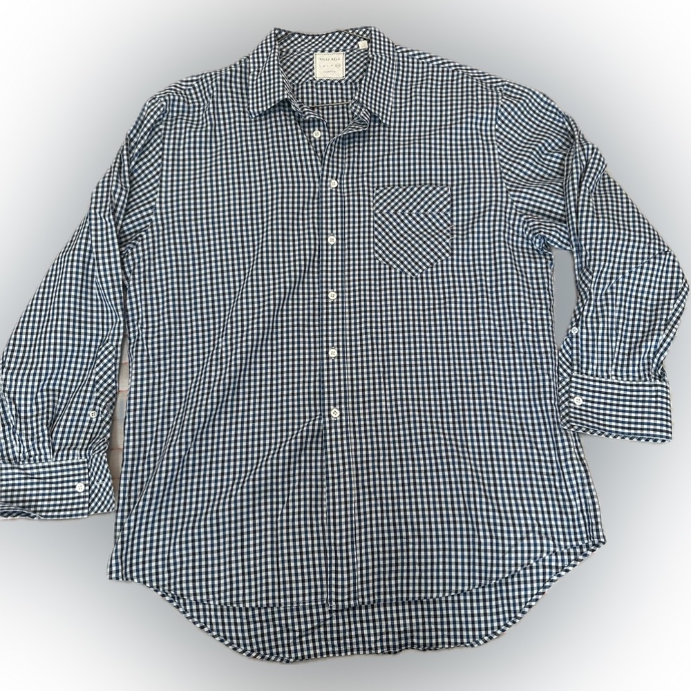 Billy Reid Blue and White Checkered Dress Shirt